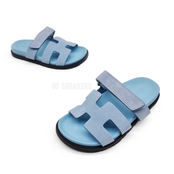 Унисекс сандалии Hermes Flip-flops Suede Light Blue 