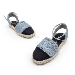 Chanel Flats Textile Light Blue