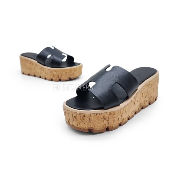 Женские шлепки Hermes Flip-flops Wood Black