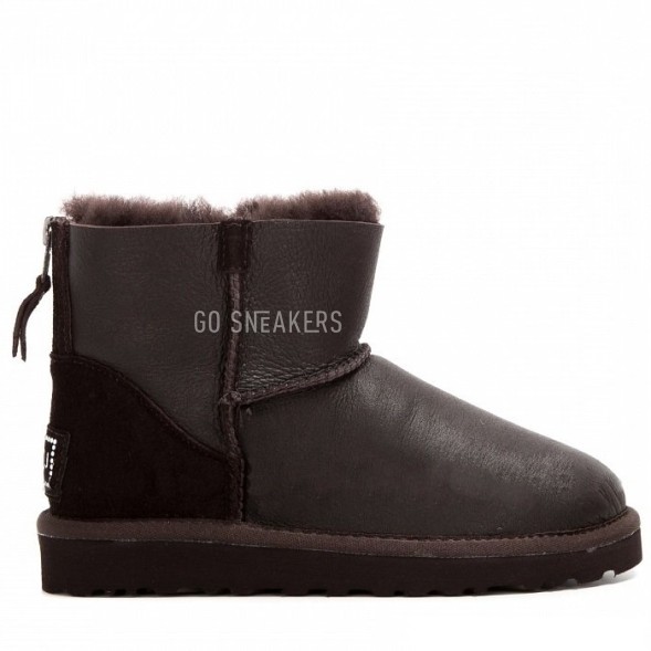 Женские мини угги на молнии Mini Zip Metallic Chocolate