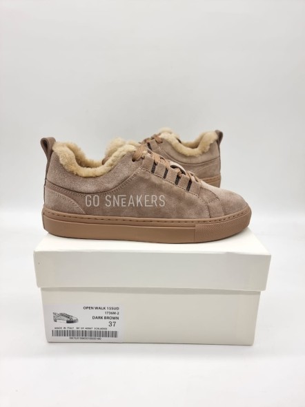 Женские зимние кроссовки Brunello Cucinelli Open Walk Winter Suede Dark Brown