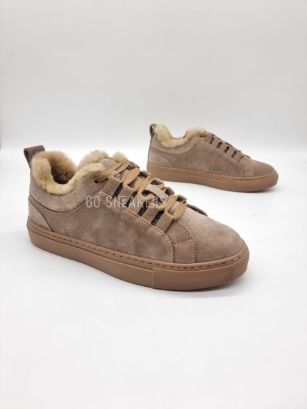 Женские зимние кроссовки Brunello Cucinelli Open Walk Winter Suede Dark Brown