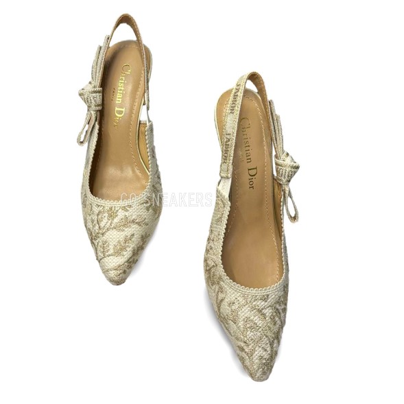 Женские туфли Dior Jadior Toile De Jouy White/Gold